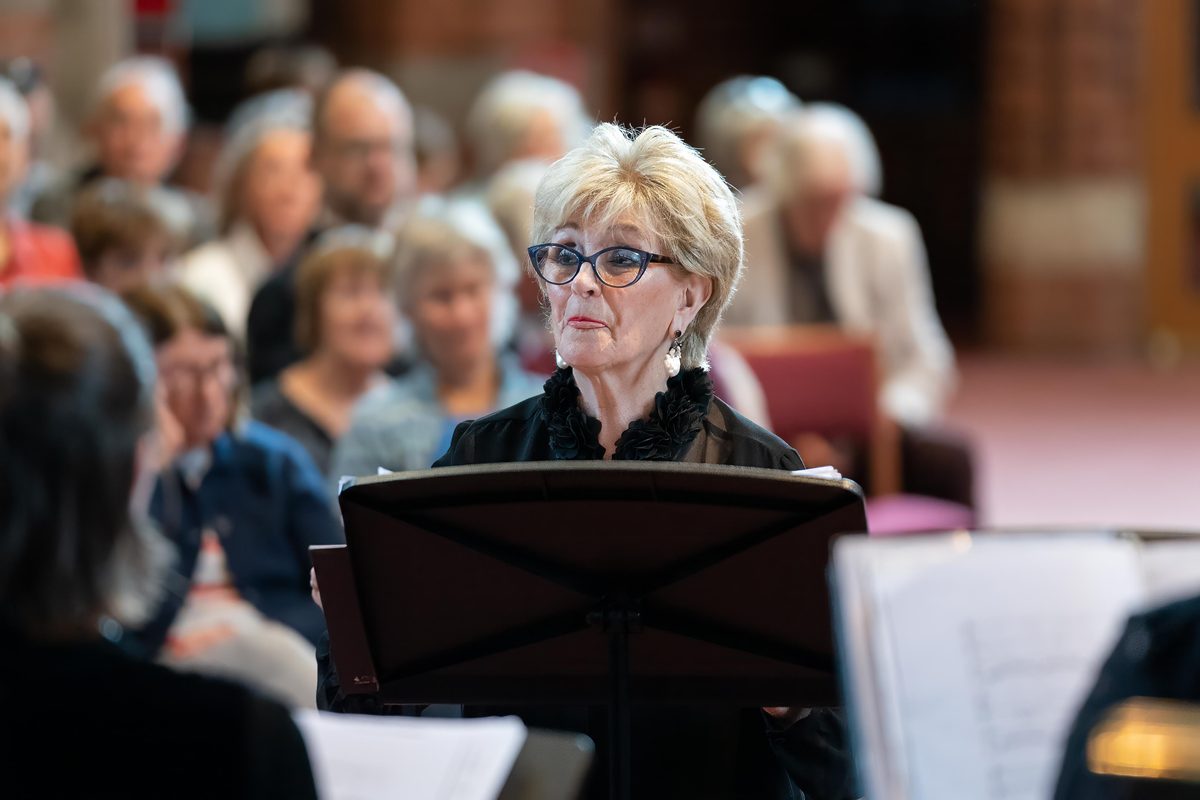 Lynne Lindner conducting at the Elgar Festival 2025, with a full house at All Saints Worcester. Photograph © Michael Whitefoot.